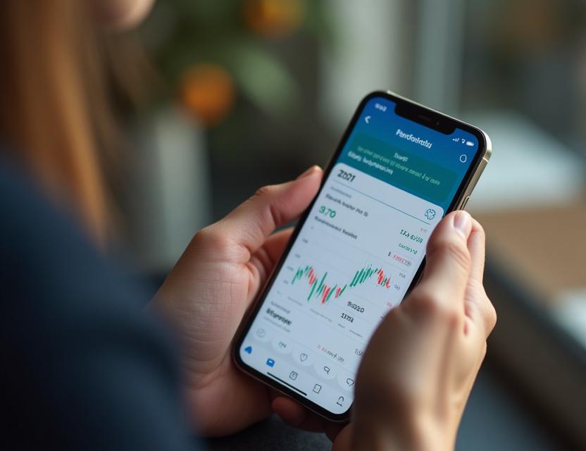 Retail trader using mobile trading app for beginners